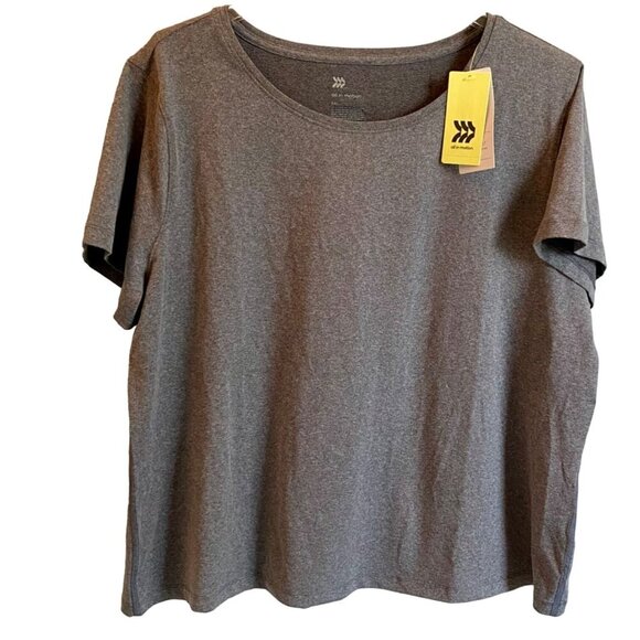 All In Motion Heather Gray Semi-Fit Short Sleeve T-Shirt Women's XXL NEW NWT - Picture 1 of 8